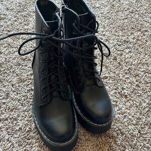 Black Lace-Up Combat Boots